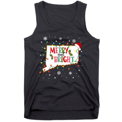 Merry And Bright Christmas Lights Xmas Connecticut State Premium Tank Top