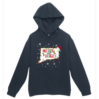 Merry And Bright Christmas Lights Xmas Connecticut State Premium Urban Pullover Hoodie