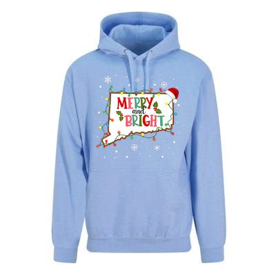 Merry And Bright Christmas Lights Xmas Connecticut State Premium Unisex Surf Hoodie