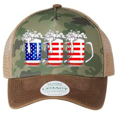 Men American Beer 4th Of July American Flag Legacy Tie Dye Trucker Hat