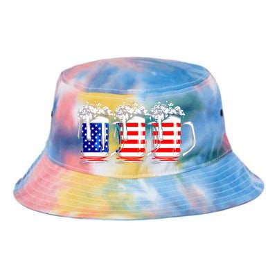 Men American Beer 4th Of July American Flag Tie Dye Newport Bucket Hat