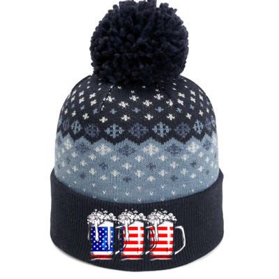 Men American Beer 4th Of July American Flag The Baniff Cuffed Pom Beanie