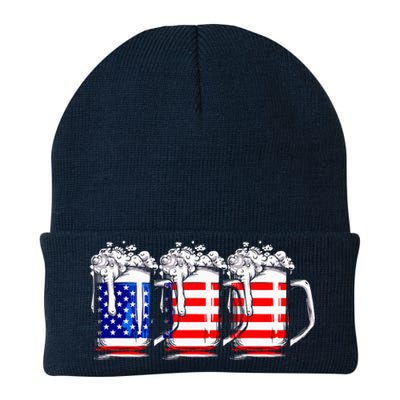 Men American Beer 4th Of July American Flag Knit Cap Winter Beanie