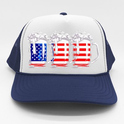 Men American Beer 4th Of July American Flag Trucker Hat