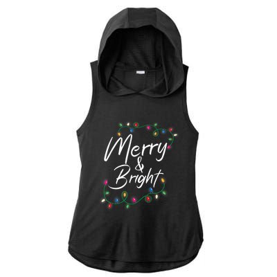 Merry And Bright Christmas Lights Xmas Holiday Family Match Ladies PosiCharge Tri-Blend Wicking Draft Hoodie Tank