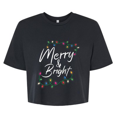 Merry And Bright Christmas Lights Xmas Holiday Family Match Bella+Canvas Jersey Crop Tee