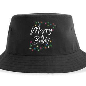 Merry And Bright Christmas Lights Xmas Holiday Family Match Sustainable Bucket Hat