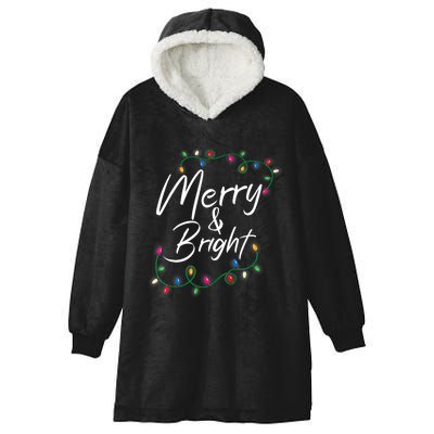 Merry And Bright Christmas Lights Xmas Holiday Family Match Hooded Wearable Blanket