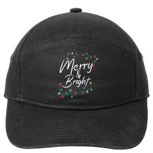 Merry And Bright Christmas Lights Xmas Holiday Family Match 7-Panel Snapback Hat