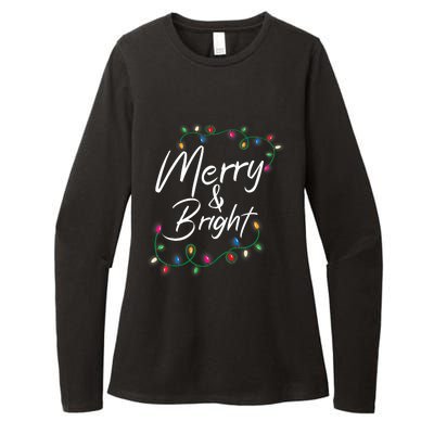 Merry And Bright Christmas Lights Xmas Holiday Family Match Womens CVC Long Sleeve Shirt