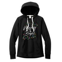 Merry And Bright Christmas Lights Xmas Holiday Family Match Women's Fleece Hoodie