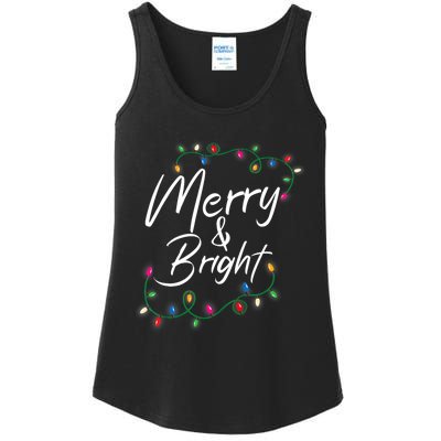 Merry And Bright Christmas Lights Xmas Holiday Family Match Ladies Essential Tank