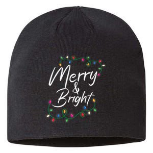 Merry And Bright Christmas Lights Xmas Holiday Family Match Sustainable Beanie