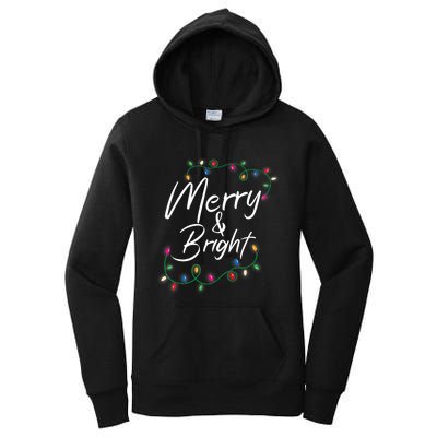 Merry And Bright Christmas Lights Xmas Holiday Family Match Women's Pullover Hoodie