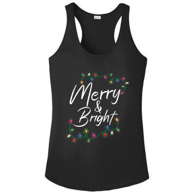 Merry And Bright Christmas Lights Xmas Holiday Family Match Ladies PosiCharge Competitor Racerback Tank