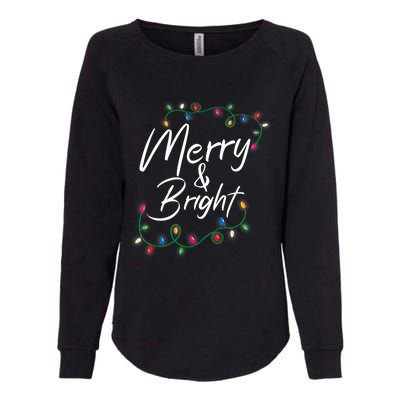 Merry And Bright Christmas Lights Xmas Holiday Family Match Womens California Wash Sweatshirt