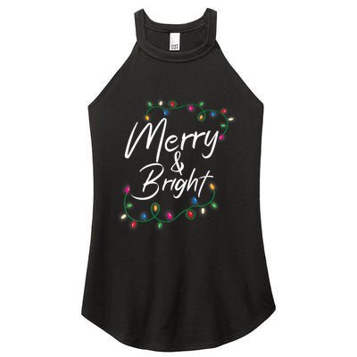 Merry And Bright Christmas Lights Xmas Holiday Family Match Women’s Perfect Tri Rocker Tank