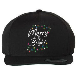 Merry And Bright Christmas Lights Xmas Holiday Family Match Wool Snapback Cap