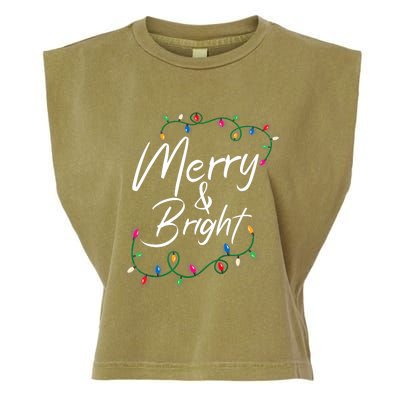 Merry And Bright Christmas Lights Xmas Holiday Family Match Garment-Dyed Women's Muscle Tee