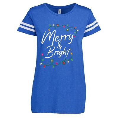 Merry And Bright Christmas Lights Xmas Holiday Family Match Enza Ladies Jersey Football T-Shirt