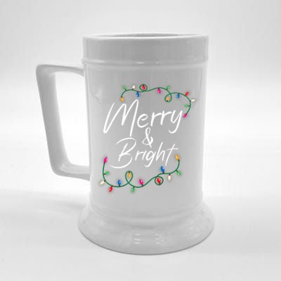 Merry And Bright Christmas Lights Xmas Holiday Family Match Beer Stein