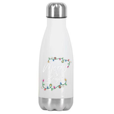 Merry And Bright Christmas Lights Xmas Holiday Family Match Stainless Steel Insulated Water Bottle