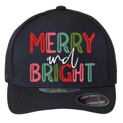 Merry And Bright Christmas Pajama Cute XMas Holiday Flexfit Unipanel Trucker Cap