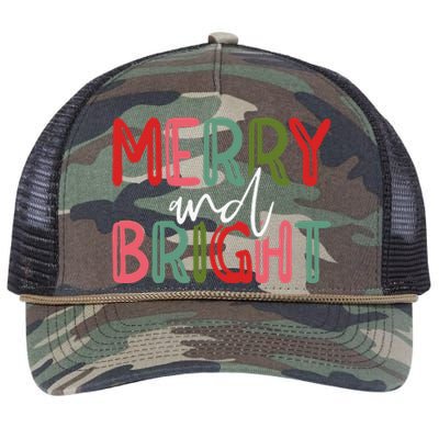 Merry And Bright Christmas Pajama Cute XMas Holiday Retro Rope Trucker Hat Cap