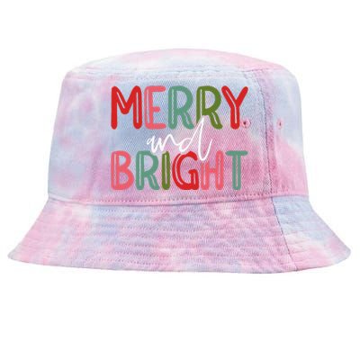 Merry And Bright Christmas Pajama Cute XMas Holiday Tie-Dyed Bucket Hat