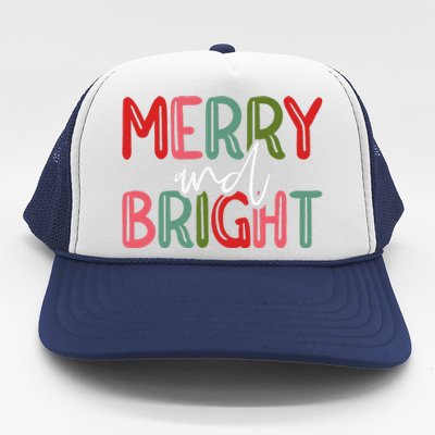 Merry And Bright Christmas Pajama Cute XMas Holiday Trucker Hat