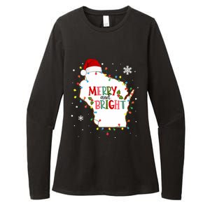 Merry And Bright Christmas Lights Xmas Wisconsin State Long Sleeve Womens CVC Long Sleeve Shirt