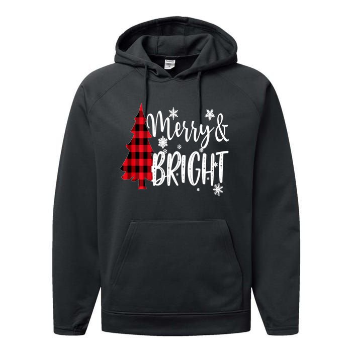 Merry And Bright Christmas Long Sleeve Performance Fleece Hoodie