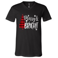 Merry And Bright Christmas Long Sleeve V-Neck T-Shirt