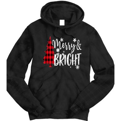 Merry And Bright Christmas Long Sleeve Tie Dye Hoodie