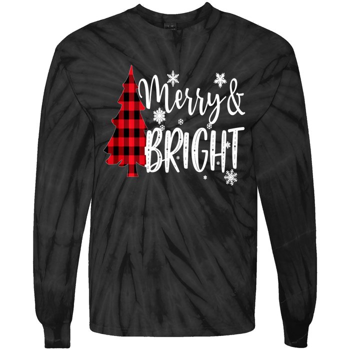 Merry And Bright Christmas Long Sleeve Tie-Dye Long Sleeve Shirt