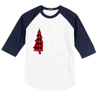 Merry And Bright Christmas Long Sleeve Baseball Sleeve Shirt