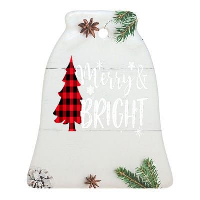 Merry And Bright Christmas Long Sleeve Ceramic Bell Ornament