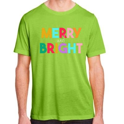 Merry And Bright Christmas Modern Colorful Holiday Long Sleeve Adult ChromaSoft Performance T-Shirt