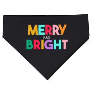 Merry And Bright Christmas Modern Colorful Holiday Long Sleeve USA-Made Doggie Bandana