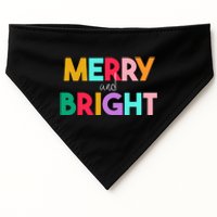 Merry And Bright Christmas Modern Colorful Holiday Long Sleeve USA-Made Doggie Bandana