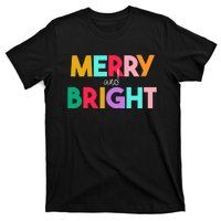 Merry And Bright Christmas Modern Colorful Holiday Long Sleeve T-Shirt