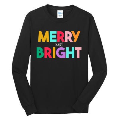 Merry And Bright Christmas Modern Colorful Holiday Long Sleeve Tall Long Sleeve T-Shirt