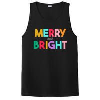 Merry And Bright Christmas Modern Colorful Holiday Long Sleeve PosiCharge Competitor Tank