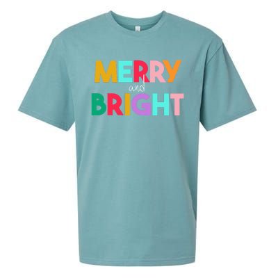 Merry And Bright Christmas Modern Colorful Holiday Long Sleeve Sueded Cloud Jersey T-Shirt