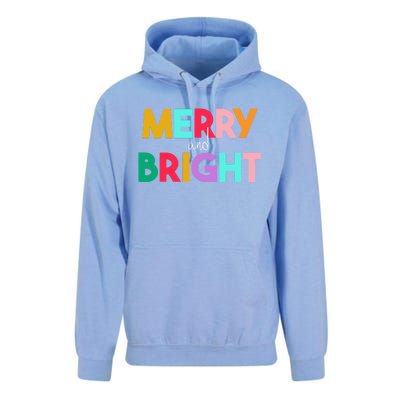 Merry And Bright Christmas Modern Colorful Holiday Long Sleeve Unisex Surf Hoodie