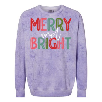 Merry And Bright Christmas Pajama Cute Xmas Holiday Colorblast Crewneck Sweatshirt