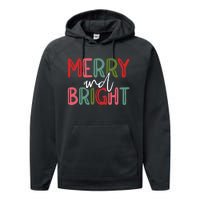 Merry And Bright Christmas Pajama Cute Xmas Holiday Performance Fleece Hoodie