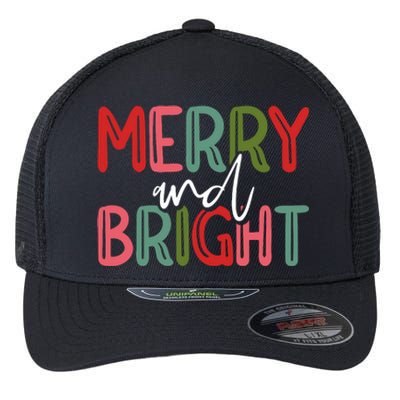 Merry And Bright Christmas Pajama Cute Xmas Holiday Flexfit Unipanel Trucker Cap