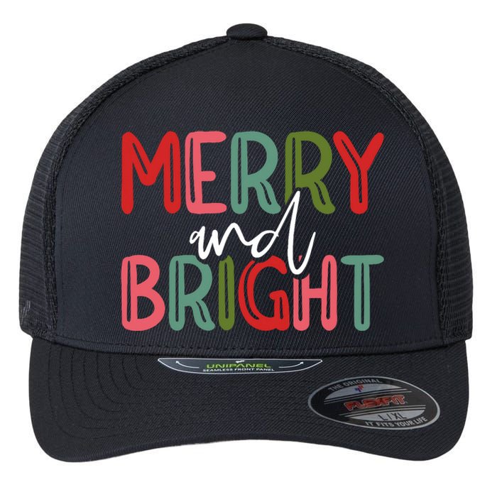 Merry And Bright Christmas Pajama Cute Xmas Holiday Flexfit Unipanel Trucker Cap