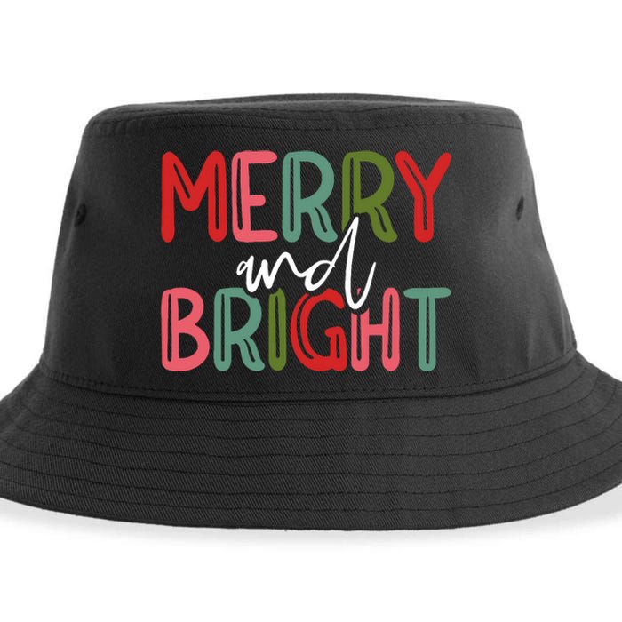 Merry And Bright Christmas Pajama Cute Xmas Holiday Sustainable Bucket Hat